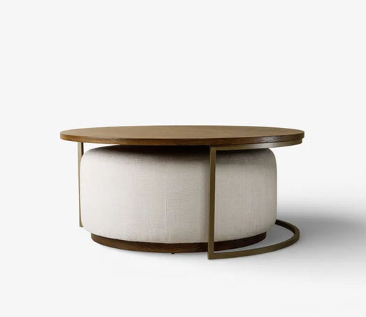 Edison Coffee Table & Ottoman Off White - Pre Order
