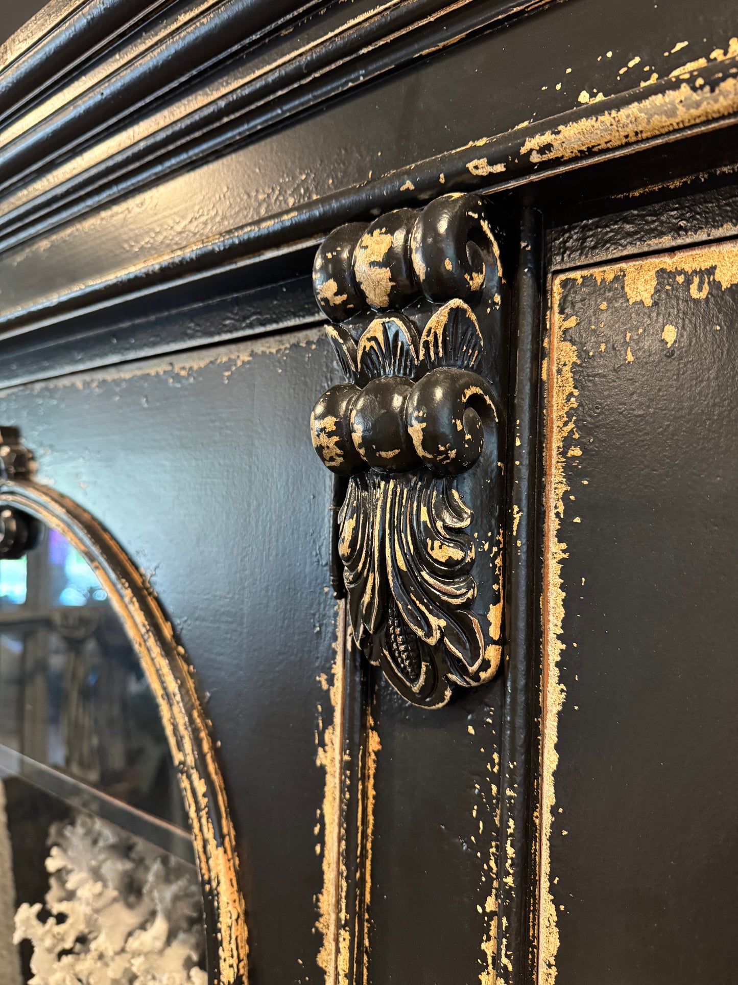 Aquitaine Black Distressed Mahogany Display Cabinet