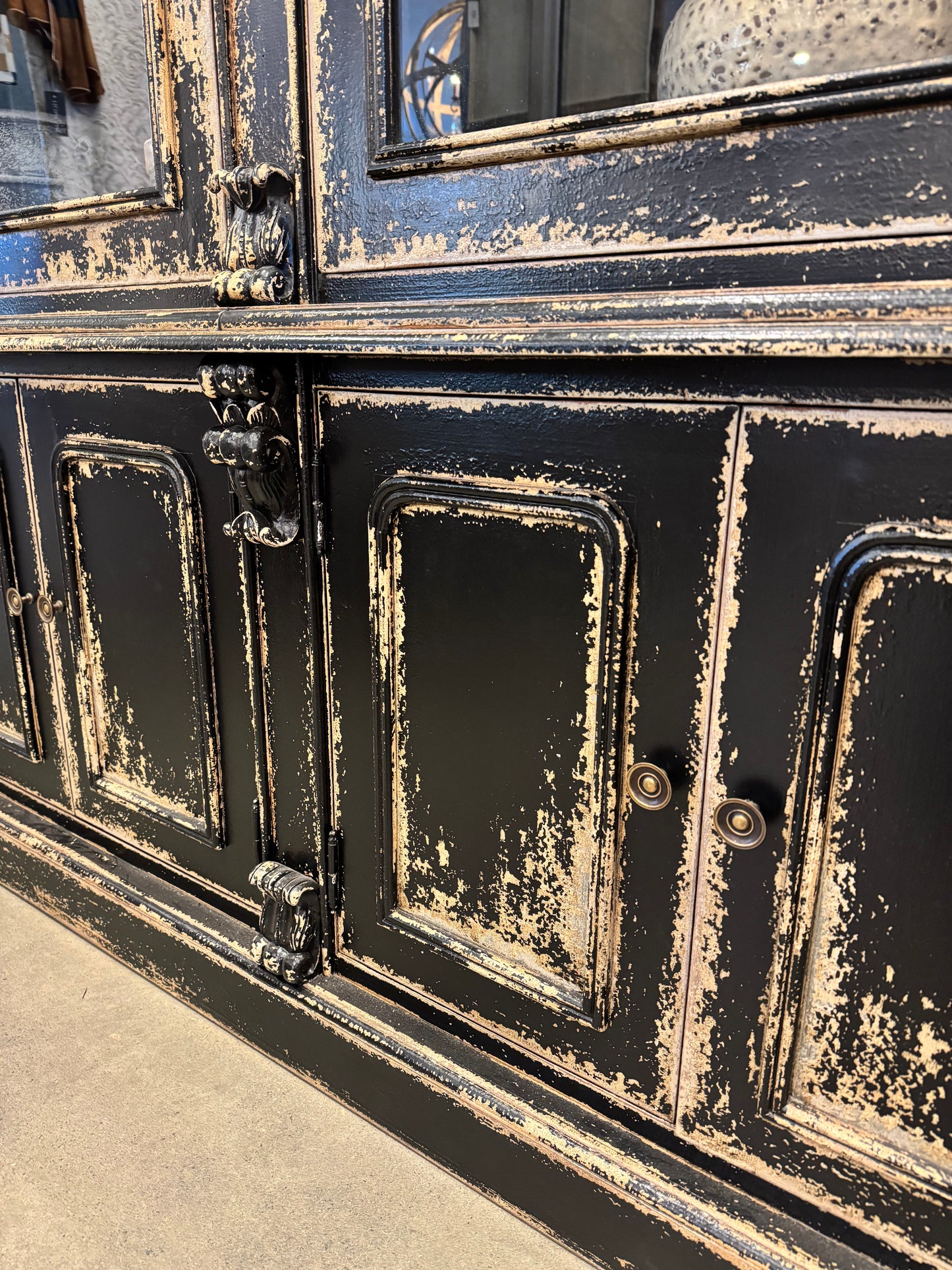 Aquitaine Black Distressed Mahogany Display Cabinet