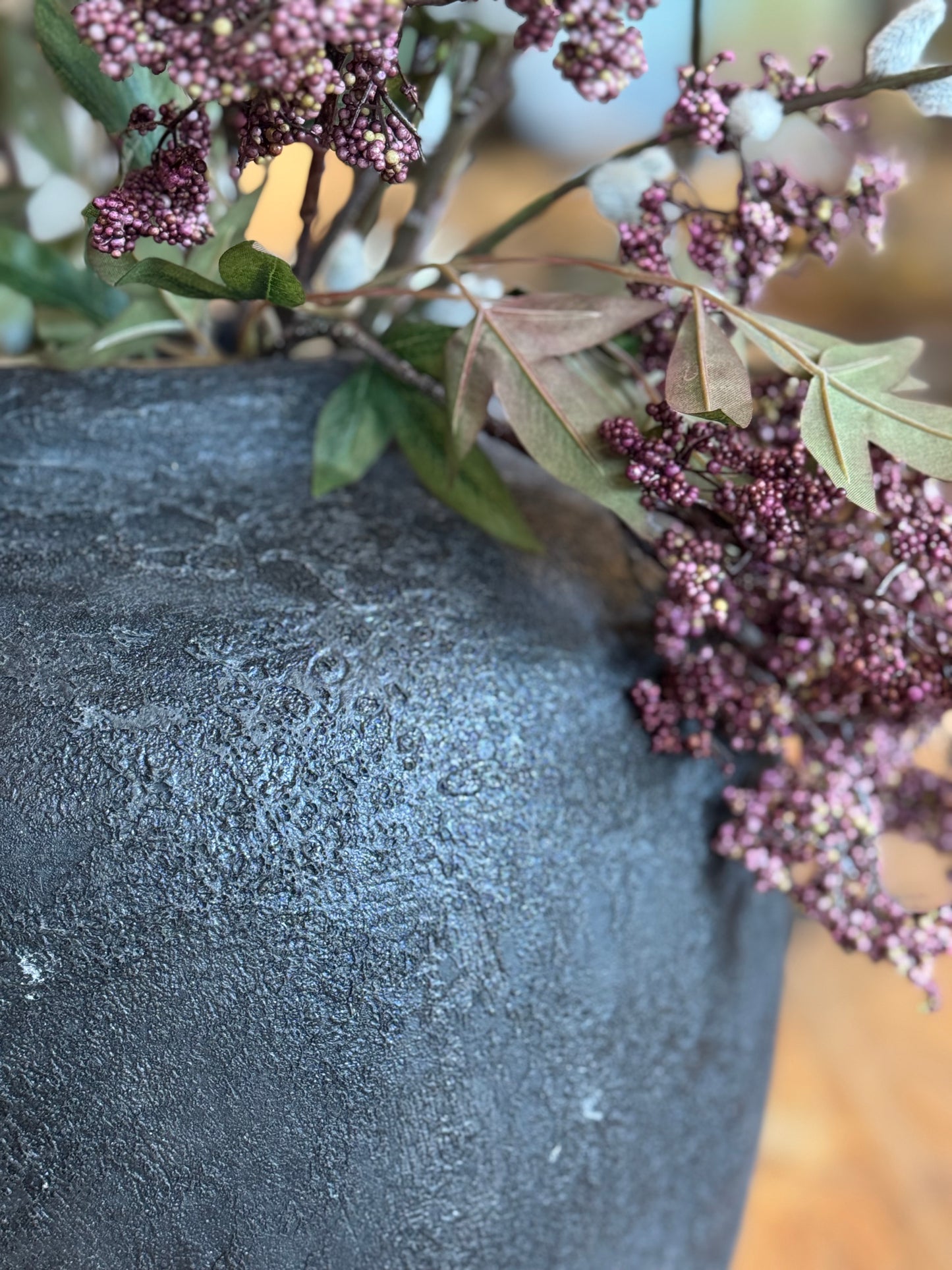 Fiorella Dark Grey Distressed Terracotta Vase