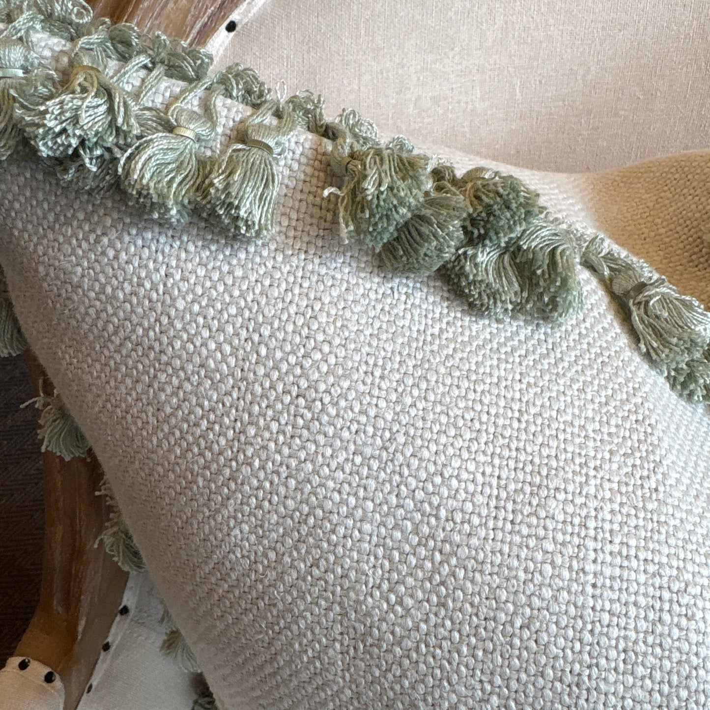 Sage Green Tassel Cushion 50cm x 50cm