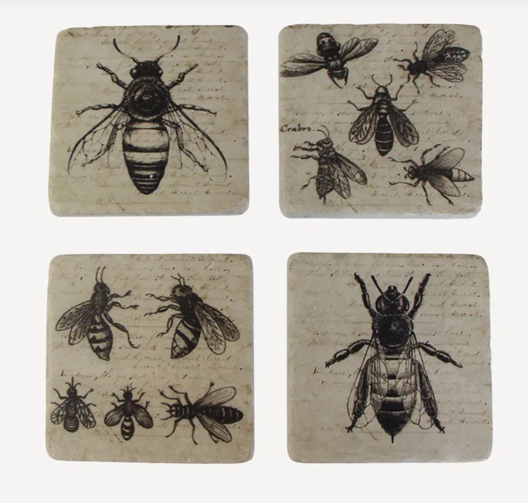Vintage Style Bee Coasters - Set Of 4