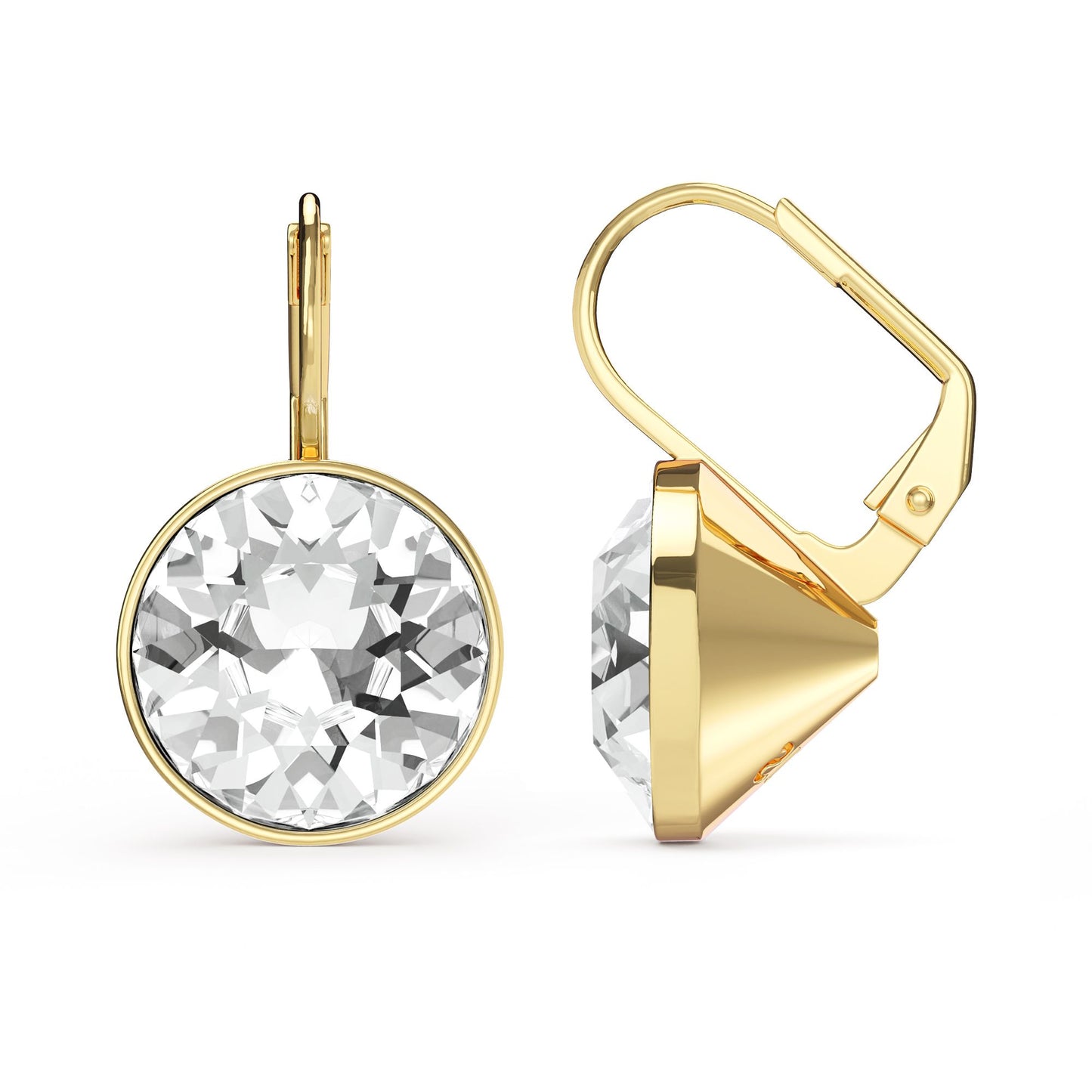Clear Crystal Drop Earrings - Gold Plated