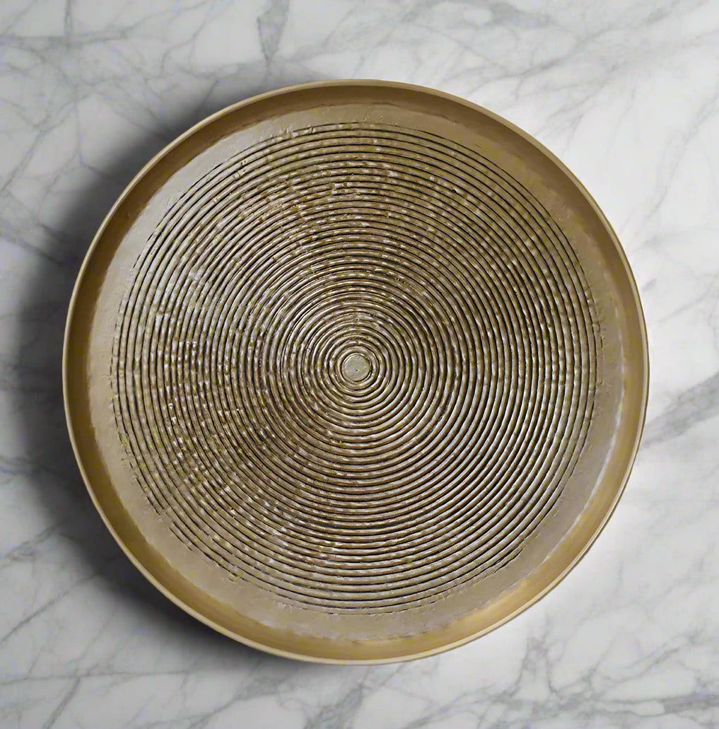 Calypso Antique Brass Finish Round Tray - Large