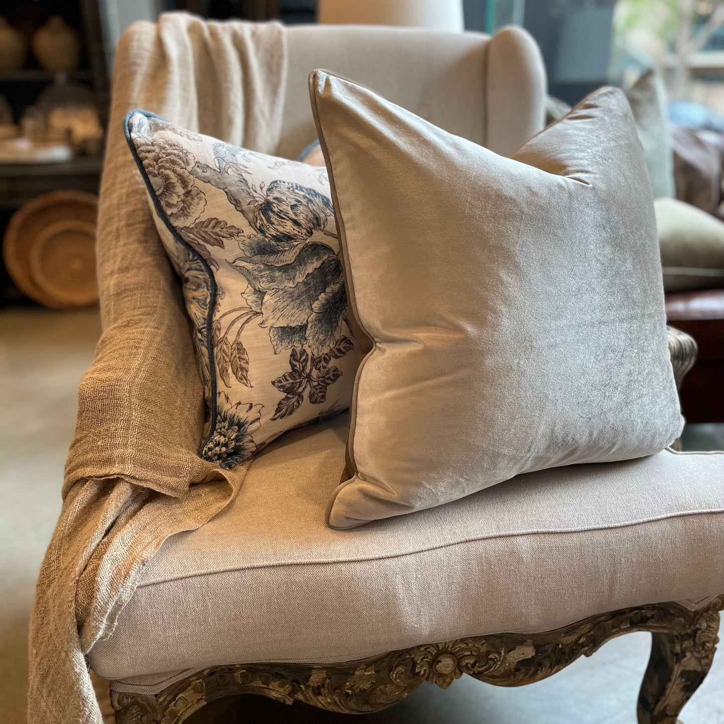 Champagne Velvet Cushion 55cm x 55cm