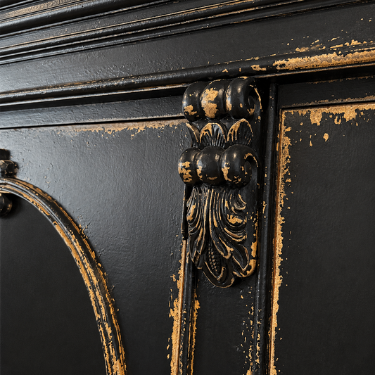 Aquitaine Black Distressed Mahogany Display Cabinet