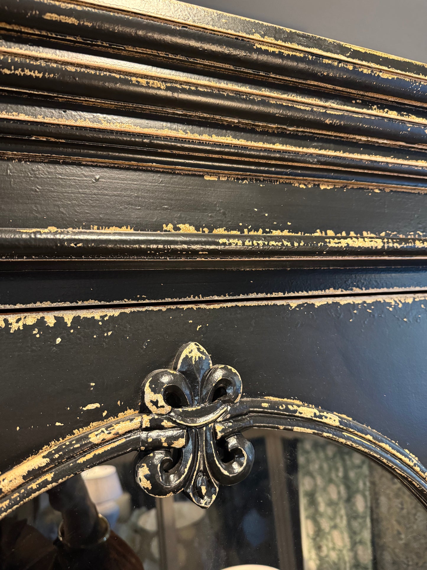 Aquitaine Black Distressed Mahogany Display Cabinet