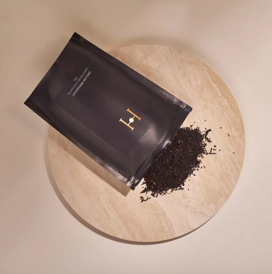 A robust and full-bodied traditional blend of organic black Assam and black Keemun tea rich in antioxidants. This blend brews a vibrant amber colour imparting smooth, malty and spicy undertones, reminiscent of unsweetened cocoa. Organic Hand blended in Australia Not tested on animals Vegan friendly 200g. Detail