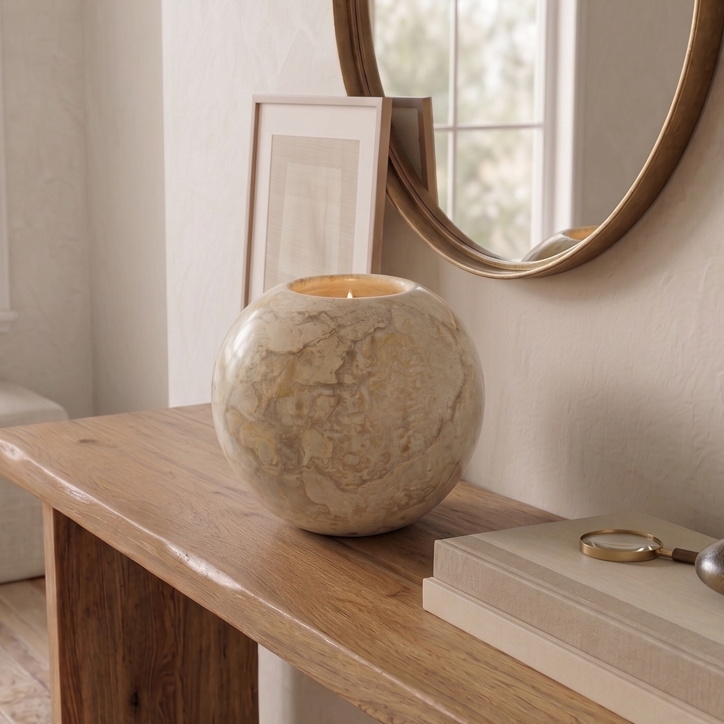 Hand Carved Darma Onyx Candle Holder - Large