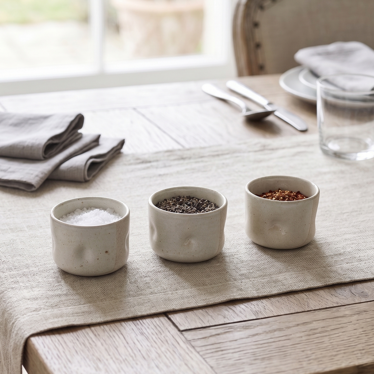 Lucca Dove Grey Condiment Bowls - Set of 3
