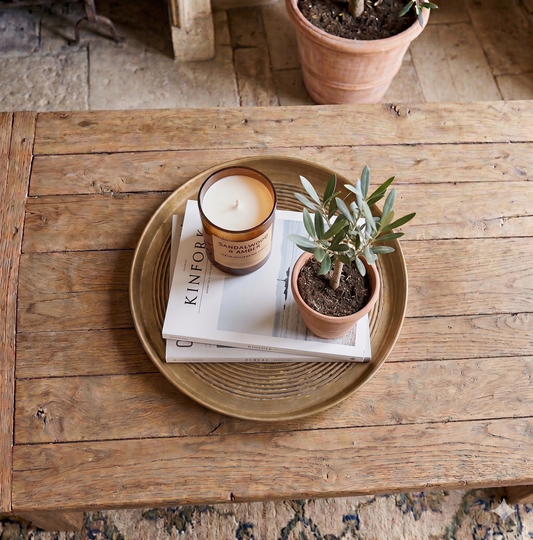 Calypso Antique Brass Finish Round Tray - Medium