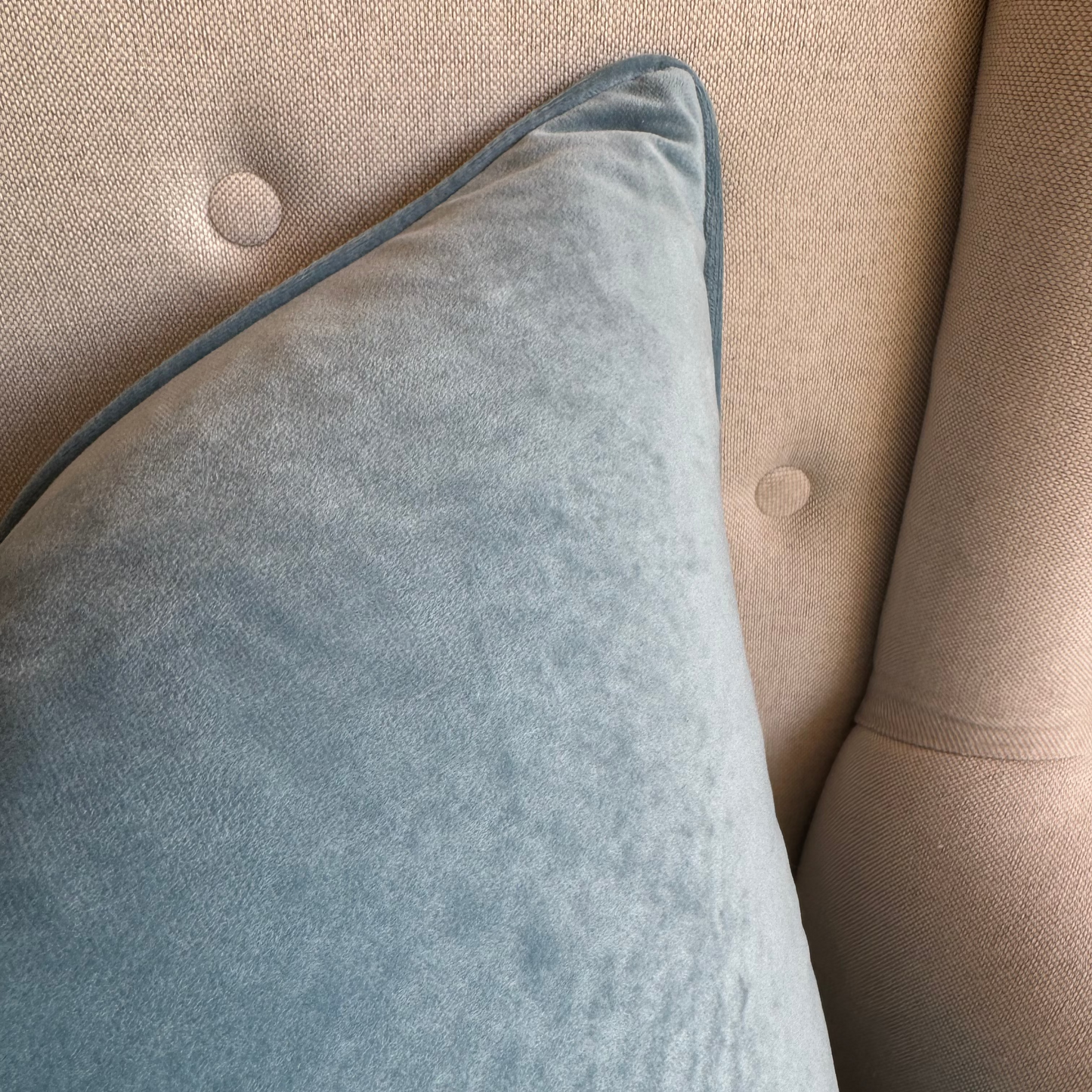 Experience the luxurious softness of our Blue Velvet Cushion. Elevate any space with style and opulence, featuring a hidden zipper for easy use. Filled with feather inserts for ultimate comfort and conveniently machine washable on a delicate cycle. Its stunning colour is perfect for layering with other cushions on a sofa or in the bedroom.