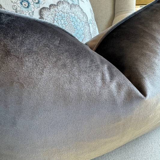 Dark Grey Velvet Lumbar Cushion 35cm x 55cm