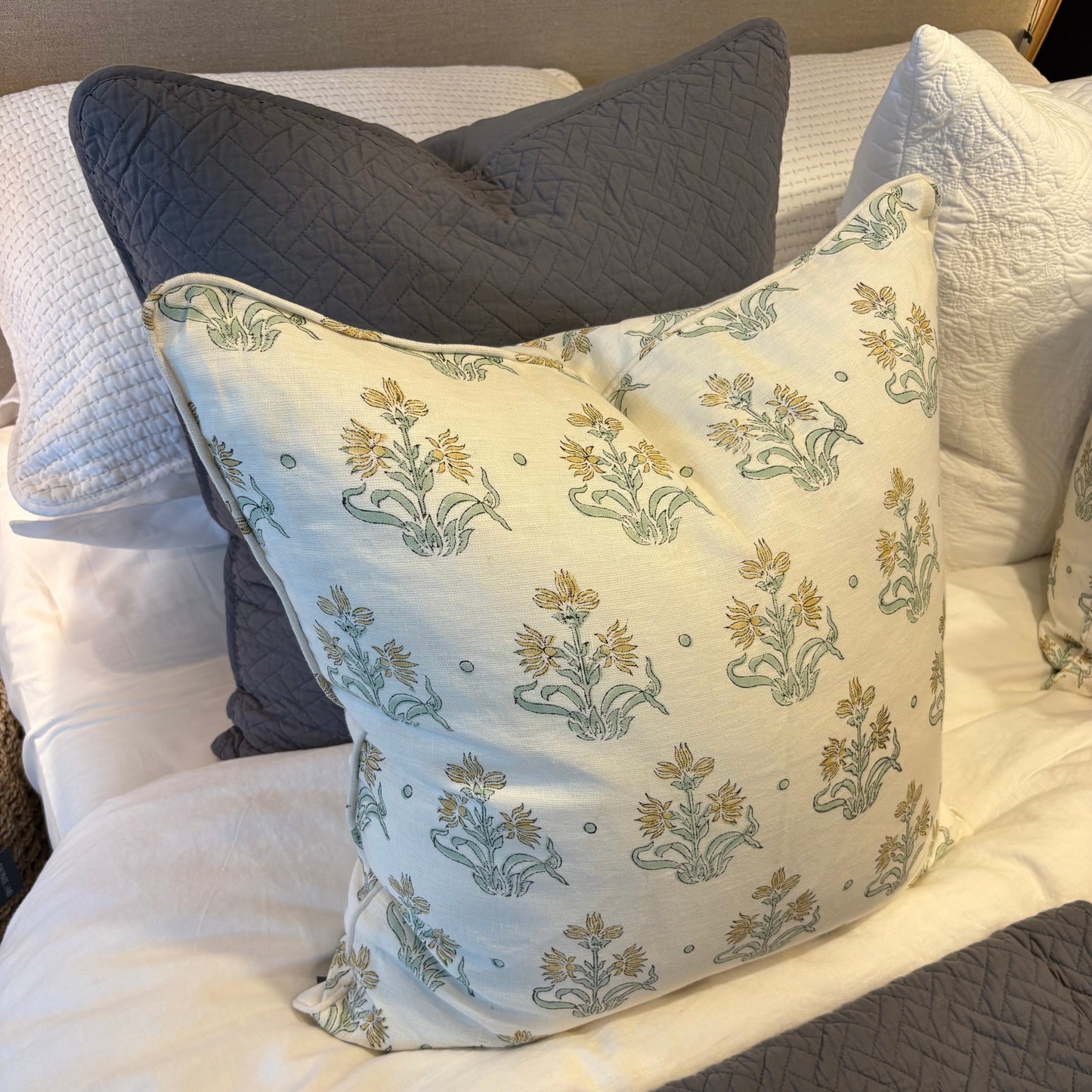 Hugo Dark Grey Double Cross European Pillow - 60cm x 60cm