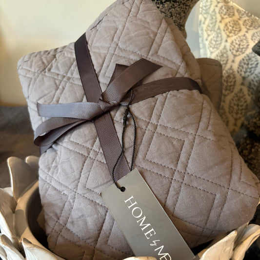 Marseilles Double Diamond 100% Cotton Pillow Case - Dark Grey