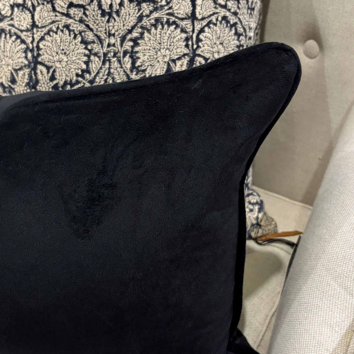 Black Velvet Lumbar Cushion 35cm x 55cm