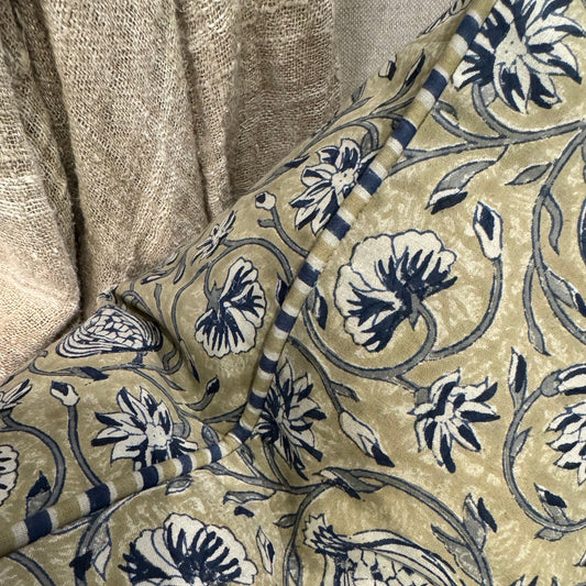 Tangier Pomegranate Beige & Blue Cotton Cushion - 50cm x 50cm