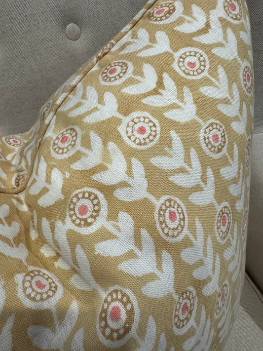Dandelion Harvest Block Printed Linen Cushion 55cm x 55cm