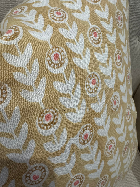 Dandelion Harvest Block Printed Linen Cushion 55cm x 55cm