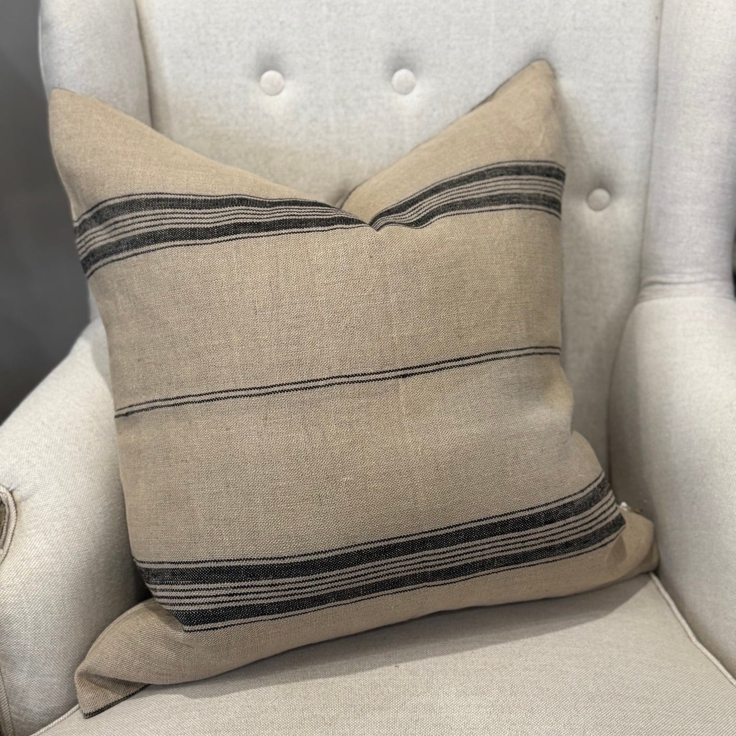 Provence Striped French Linen Cushion 55cm x 55cm