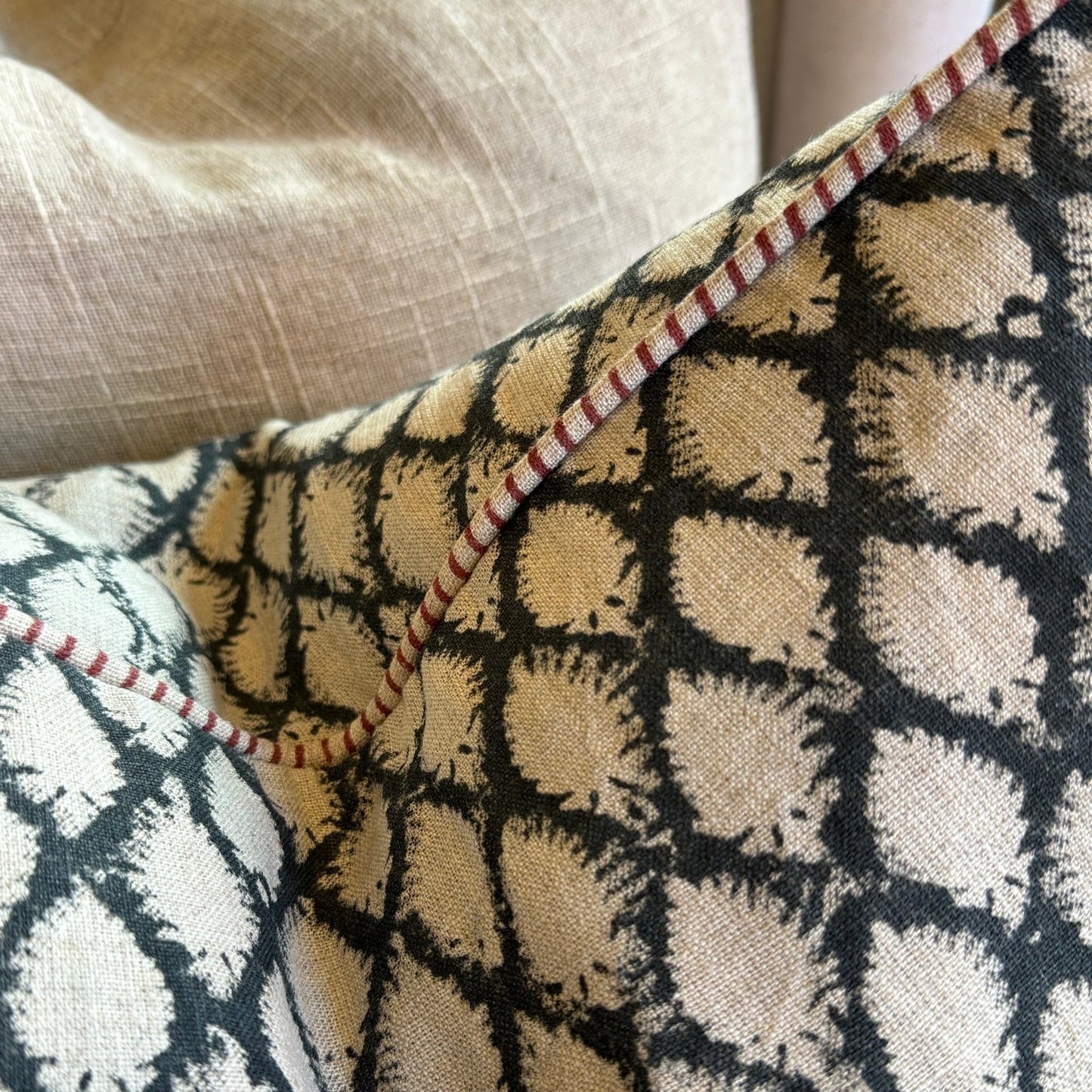 Close-up of a textured fabric with geometric pattern