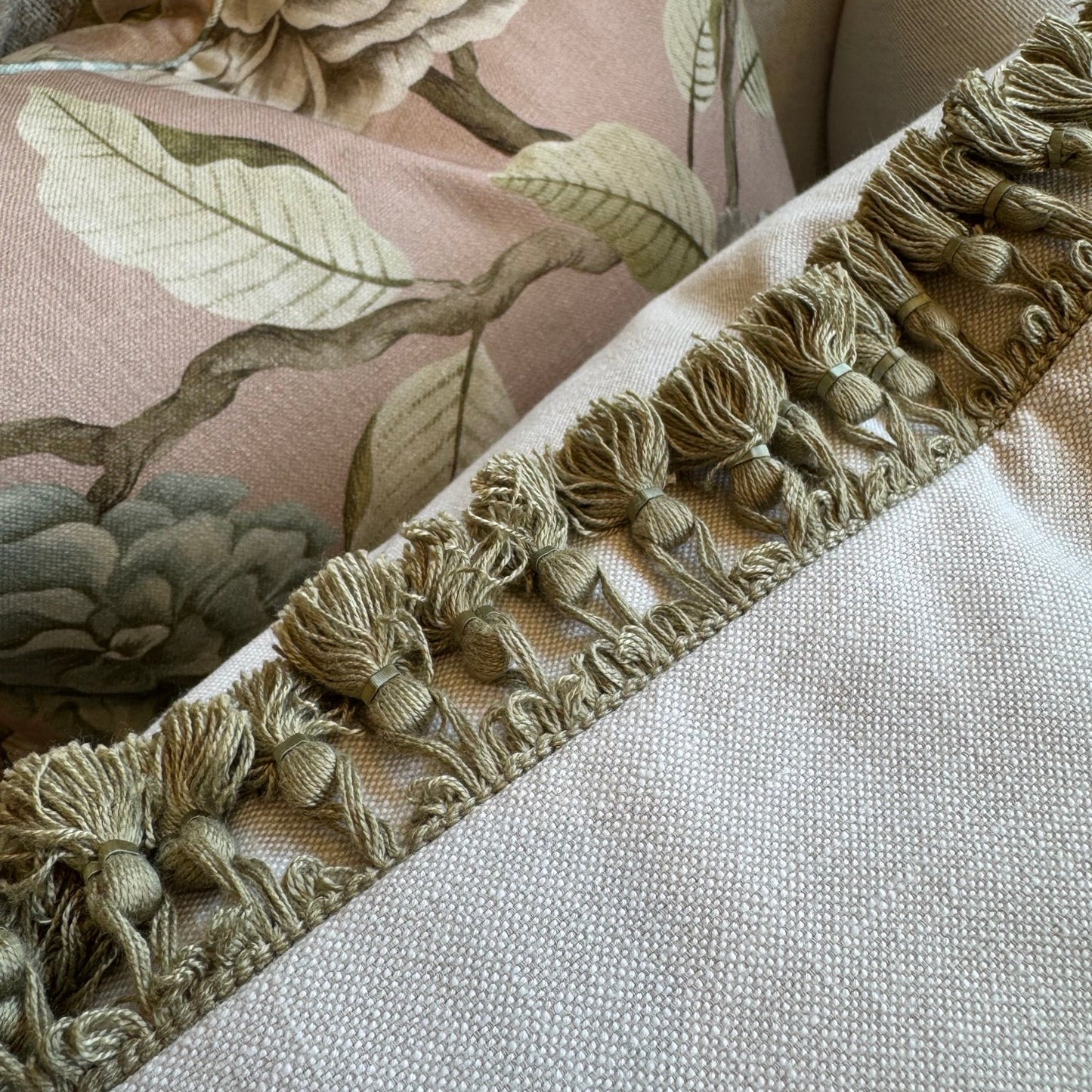 Olive Green Tassel Cushion 50cm x 50cm