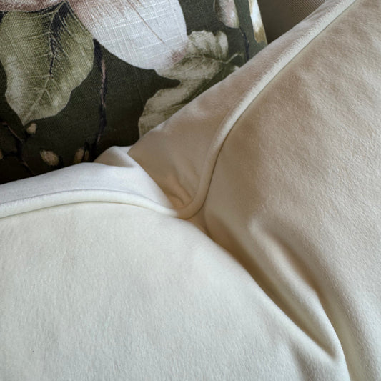 Ivory Velvet Lumbar Cushion - 35cm x 55cm