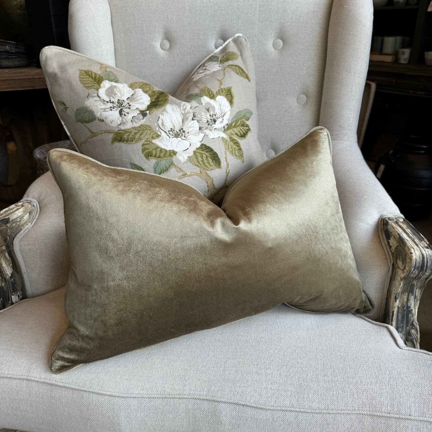 Gold Velvet Lumbar Cushion HOME by MB