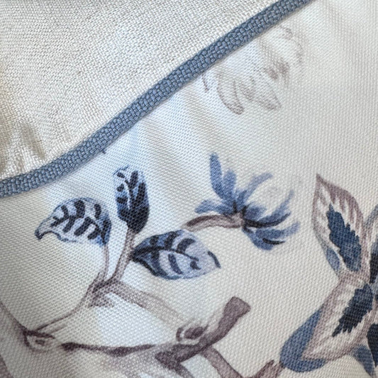 Southport Blue & Taupe Floral Lumbar Cushion 35cm x 55cm