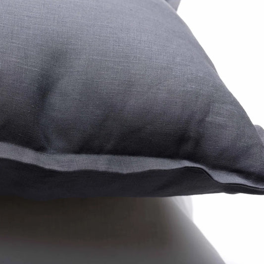 Avignon 100% Linen Pillow With Flange - Dark Grey 45cm x 45cm