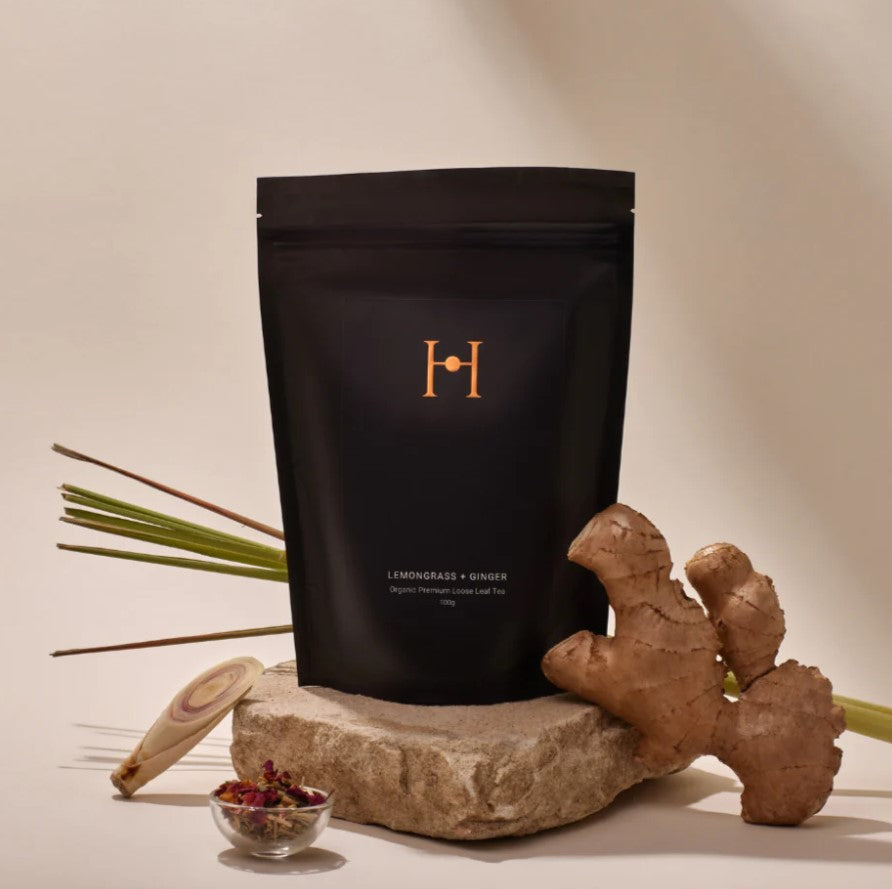 A refreshing and uplifting botanical tisane blend which is caffeine free and high in antioxidants and minerals. This blend has citrus middle notes of Lemongrass and Lemon Myrtle with a warm, spicy undertone of Ginger, completed with delicate fragrant top notes of Rose. Organic Hand blended in Australia Not tested on animals Vegan friendly 100g. Front