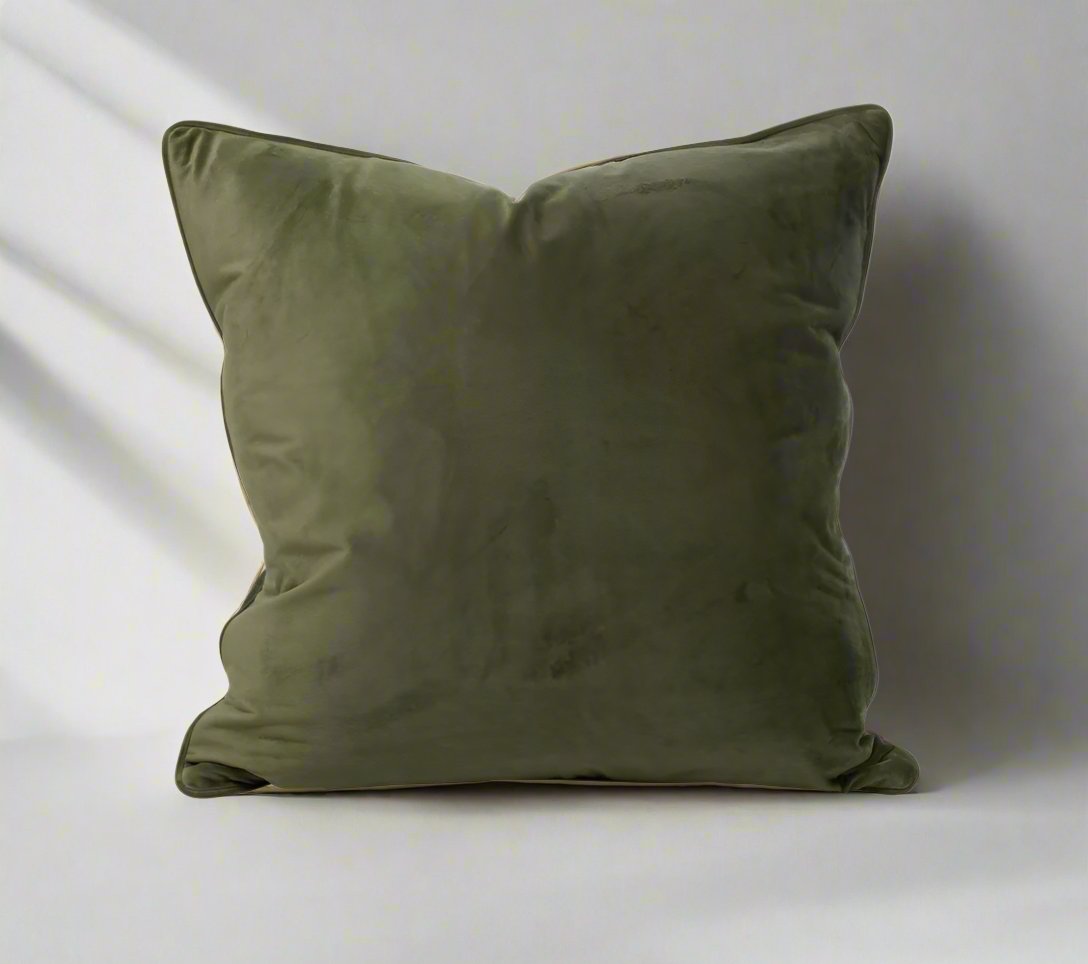Olive Green Velvet Cushion 55cm x 55cm