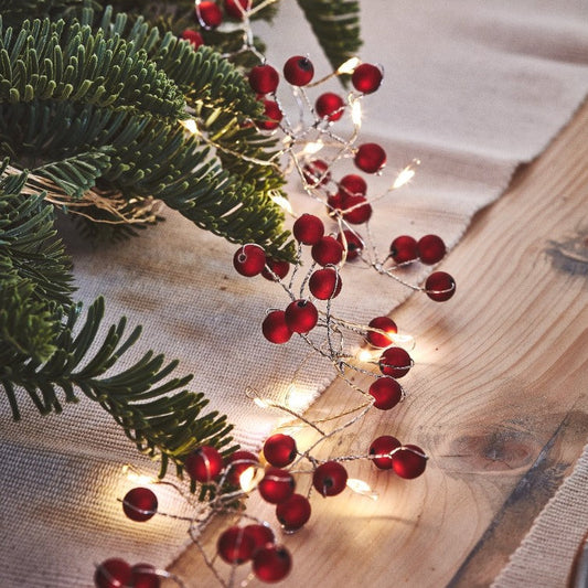 Red Berry String Lights - Plug In