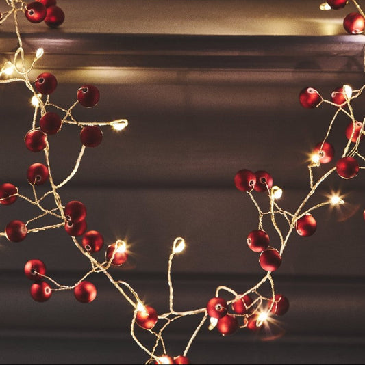 Red Berry String Lights - Battery