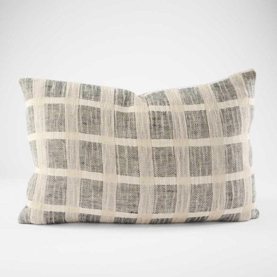 An embodiment of understated elegance, the Chloe Linen Criss-Cross Lumbar Cushion is inspired by the cobbles stones of Greece, featuring a luxe weave pattern that captures the eye. Add the matching throw and other pieces from our collection to create a beautiful ensemble, or let the cushion stand on its own. Filled with the exclusive, ultra-comfortable plump feather insert , crafted from linen/cotton yarn dyed check and is OEKO-TEX® and GOTS certified.