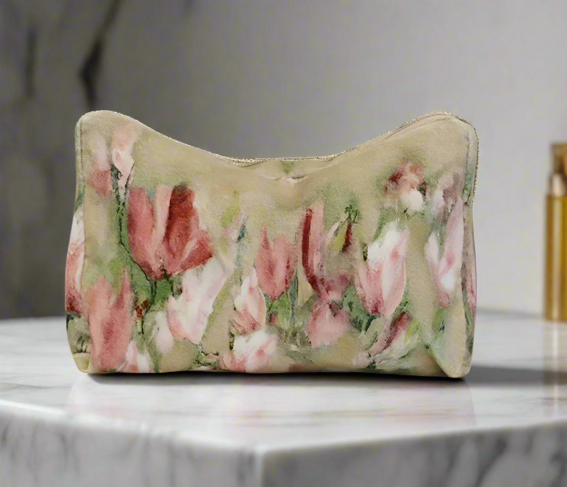 Magnolia Limone Vintaged Velvet Cosmetic Bag