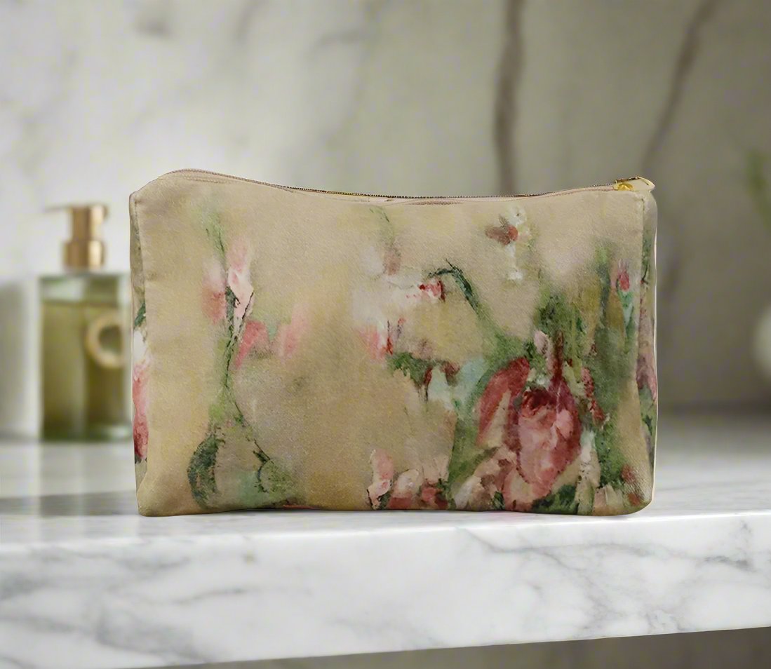 Magnolia Limone Vintaged Velvet Cosmetic Bag