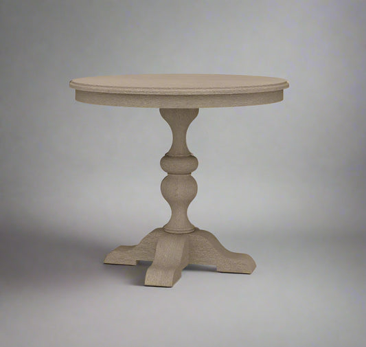 Discover the luxurious and exquisite craftsmanship of the Sydney Rustic Oak Timber Round Table, expertly made by renowned American furniture artisans, Bramble. Made with durable mahogany and a stunning rustic oak finish, this round table exudes personality and allure, enhancing any room in your home, from the living room to the bedroom, entryway, or even as a dining table.