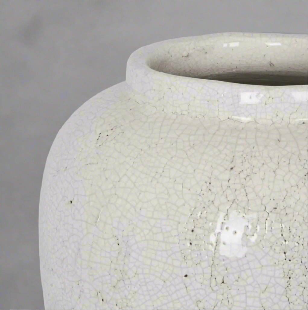 The Kasha Cream Glazed Pot exudes artisan quality, adding a sophisticated and curvaceous touch to any room. Crafted from ceramic and finished with an off white glaze, this vase seamlessly complements your decor and imbues your space with a timeless aesthetic.