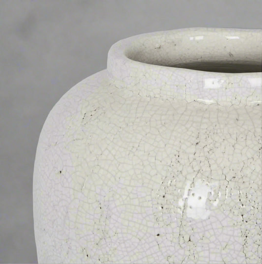The Kasha Cream Glazed Pot exudes artisan quality, adding a sophisticated and curvaceous touch to any room. Crafted from ceramic and finished with an off white glaze, this vase seamlessly complements your decor and imbues your space with a timeless aesthetic.