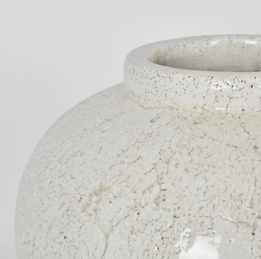 Kasha Cream Glazed Vase - Short