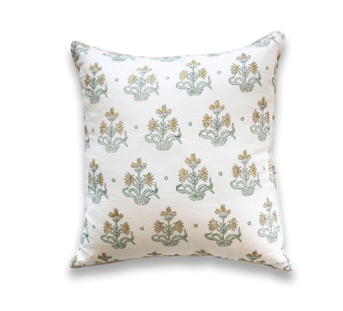 Elevate your home decor with the Imperial Bloom Block Printed Linen Cushion, seamlessly combining the age-old technique of block printing with luxurious 100% organic linen. Featuring a captivating floral pattern on a off white background, this cushion includes a hypoallergenic micro-fibre cotton insert for unparalleled comfort.
Block printing on fabric is a traditional, handcrafted process that naturally results in slight inconsistencies. These variations are not flaws but rather a hallmark of the techniqu