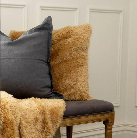 Faux Fur Honey Cushion 55cm x 55cm