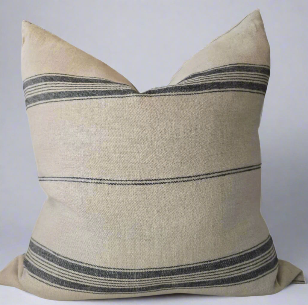 Provence Striped French Linen Cushion 55cm x 55cm