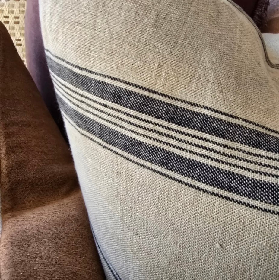 Provence Striped French Linen Cushion 55cm x 55cm