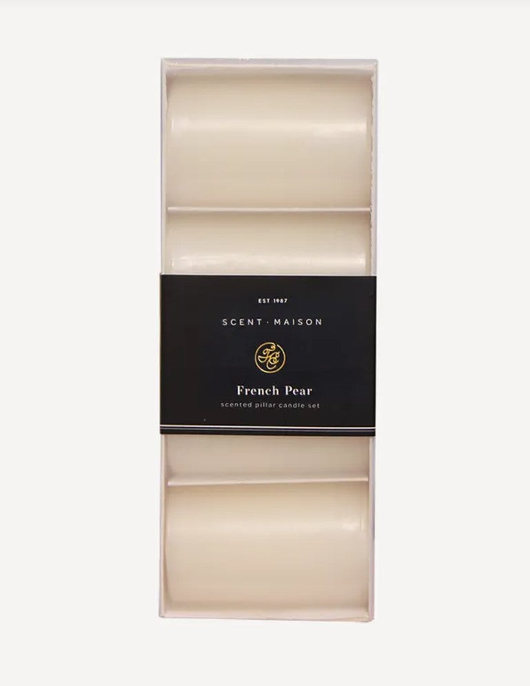Maison Pillar Candle French Pear 2" x 3" - Set of 4