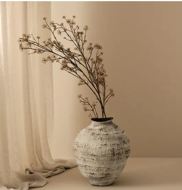 Capri White & Tan Rustic Vase