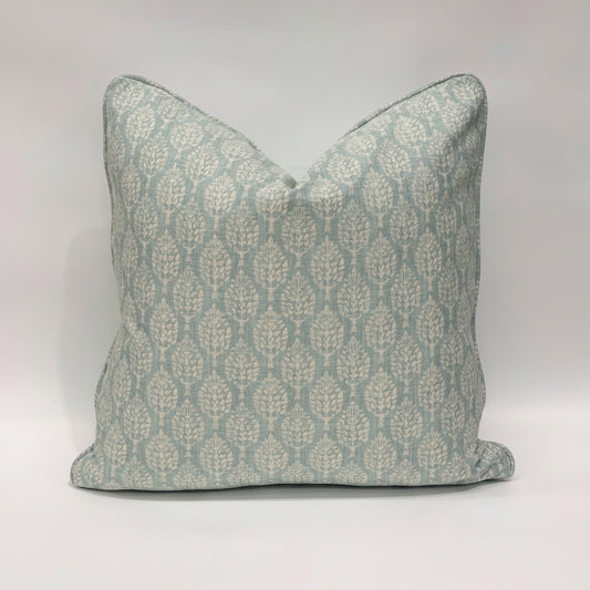 Crafted from Slender Morris' sumptuous heavyweight fabric, this stand-out Aqua Kemble Patterned Cushion displays a light aqua base adorned with delicate pastel tones, creating an elegant and graceful accompaniment to your plush home decor.