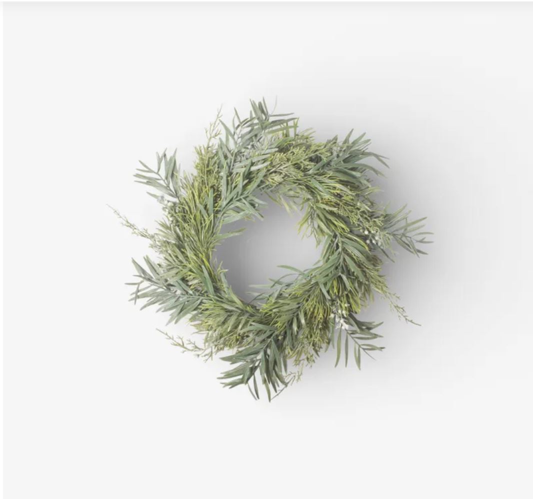 Mixed Silver Green Christmas Wreath 40cm