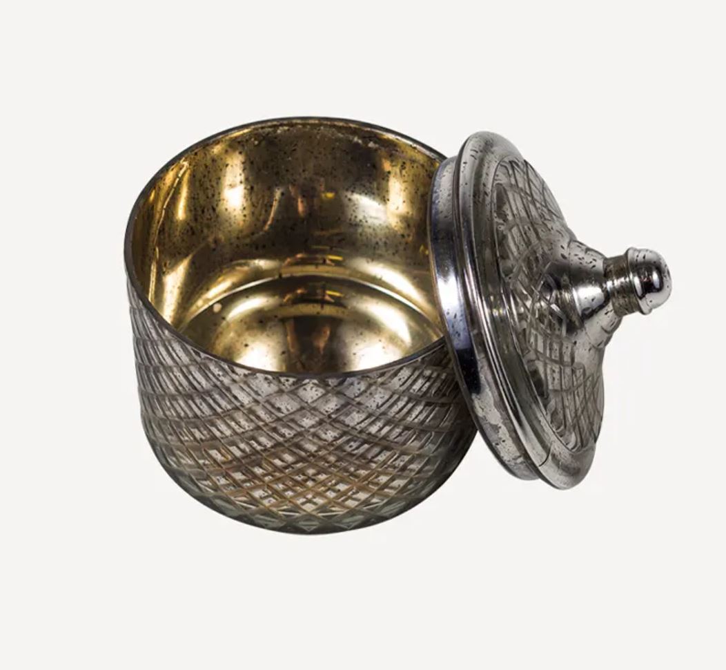 Sophia Silver Etched Glass Trinket Box